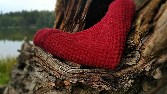 deep red bath towels