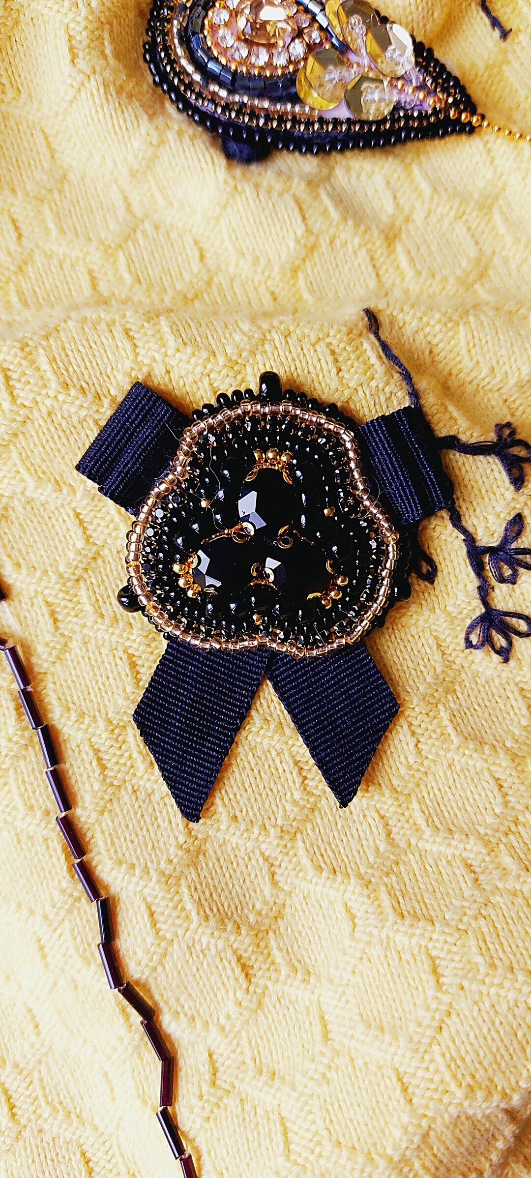 Buy Black Brooch, Embroidered Brooch, Crystal Beads Brooches, Diy