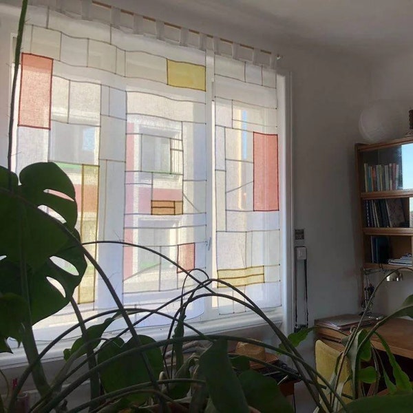 Jogakbo linen stained glass curtain (Pojagi /Bojagi)