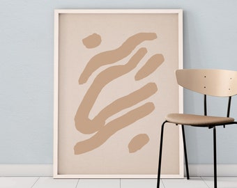 Abstract lines modern art, Downloadable print, Printable modern, Minimalist painting, Minimal boho art, Neutral beige lines poster