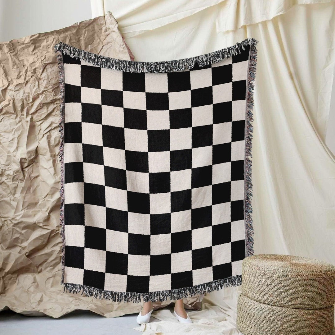 Monogram Checkered Cozy Blanket - S in Natural