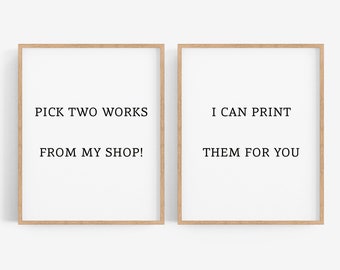 Giclee Wall Art Print Set, Pick Any Two Artworks, Framed Gallery Wall Decor