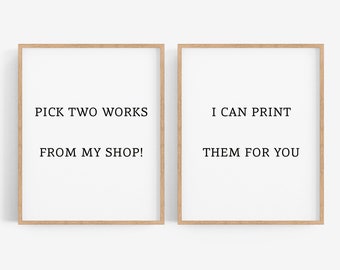 Giclee wall art print set of two, pick any 2 artworks from my shop, framed large print on demand, living room gallery wall home decor poster