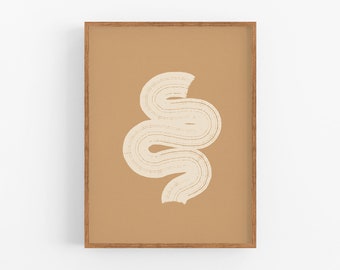 Beige Abstract Line Art Print, Modern Geometric Poster