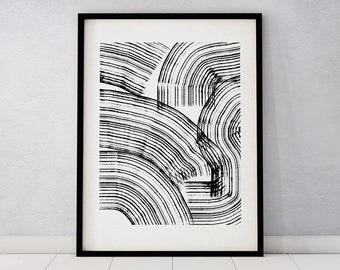 Simple form art, Downloadable print, Printable wall art, Abstract lines form, Minimalist contemporary poster, black white monochrome artwork