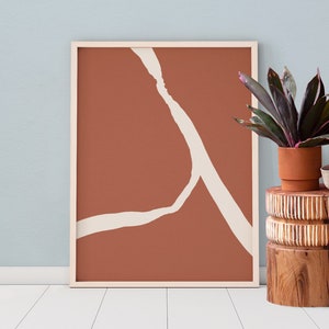 Abstract line art, Downloadable print, Printable modern art, Abstract painting, Minimal contemporary art, terracotta beige poster