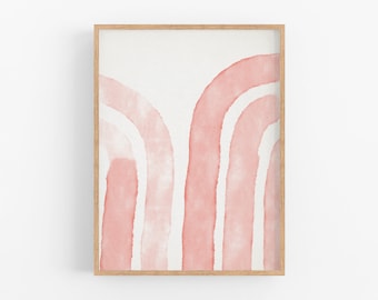 Pink Rainbow Lines Giclee Print, Abstract Arch Poster
