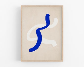 Blue Abstract Giclee Print, Modern Framed Wall Art