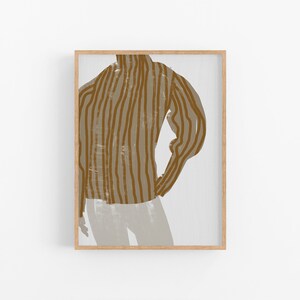 Stampa giclée su carta, illustrazione di moda, arte murale stampata incorniciata, figura femminile nera beige, arredamento per la casa del soggiorno, disegno moderno