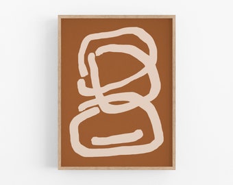 Abstract Line Art Giclee Print, Framed Beige Poster