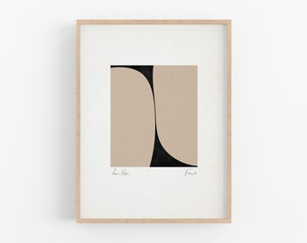 Abstract Giclee Print, Black and Beige, Framed Wall Art