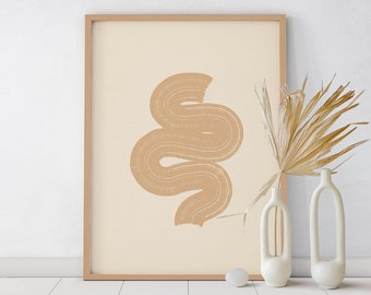 Printable wall art, abstract thick lines painting, downloadable print, instant download artwork, minimalist warm beige living room poster