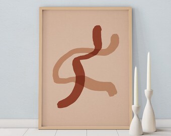 Abstract line art, Downloadable print, Printable modern art, Abstract painting, Minimal contemporary art, terracotta beige poster