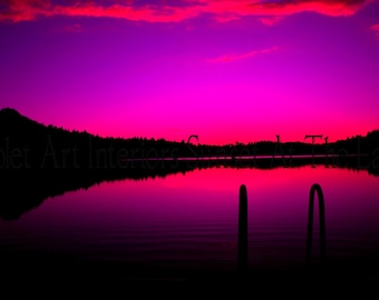Sunset At The Lake A3 Digital Download
