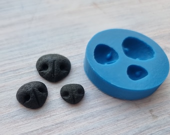 Silicone mold of Dog or bear nose, style 2, 3 elements, ~ 1.6*1.7cm, 1.3*1.3cm, 1.1*1cm,Modeling tool for accessories,Shape for polymer clay