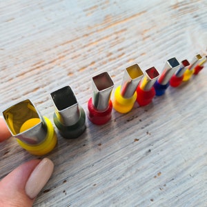 Set di tagliapasta in metallo "Quadrato", 4, 5 o 9 pezzi, ≈ 0,47-0,11 pollici (1,2 cm - 0,3 cm), Strumenti per pasta di zucchero, argilla metallica, miniature