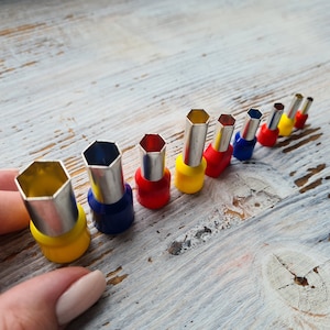 Set di tagliapasta in metallo "Hexagon", 4, 5 o 9 pezzi, ≈ 0,55-0,11 pollici (1,4 cm - 0,3 cm), Strumenti per pasta di zucchero, argilla metallica, miniature