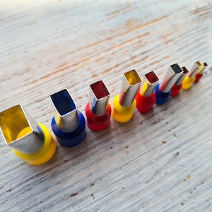 Set med metallutstickare "Rektangel", 4, 5 eller 9 st., ≈ 1,8 cm - 0,3 cm, verktyg för sockerpasta, metalllera, miniatyrer