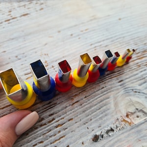 Set med metallutstickare "Avlång rektangel", 4, 5 eller 9 st., ≈ 1,4 cm - 0,3 cm, verktyg för sockerpasta, metalllera, miniatyrer