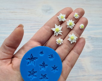 Stampo in silicone di Stella alpina, 7 pz., ~ 0,8-1,5 cm, Strumento per modellare per accessori, gioielli e decorazioni per la casa, Forma per argilla polimerica