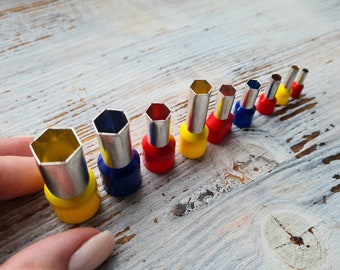 "Set von Hexagon-Stanzern, 4, 5 oder 9 Stück, ≈ 1,4-0,3 cm, Werkzeuge für Zuckerpaste, ""Metal Clay"" und Miniaturen."