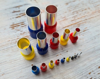 Set metalen uitstekers "Rounds", 2, 5, 9, 14 of 16 st., 0,75 cm - 1,6 cm, Gereedschap voor suikerpasta, metaalklei, miniaturen, met opbergdoos