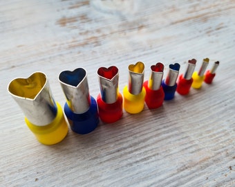 Set of metal cutters "Hearts", 4, 5 or 9 pcs., ≈ 0.55-0.11 inch (1.4cm - 0.3cm), Tools for sugar paste, metal clay, miniatures