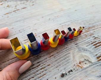 Set metalen uitstekers "Langwerpige rechthoek", 4, 5 of 9 stuks, ≈ 0,78-0,11 inch (1,4 cm - 0,3 cm), gereedschap voor suikerpasta, metaalklei, miniaturen