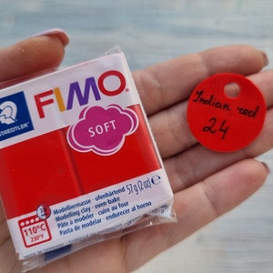 Pâte polymère série FIMO Soft, rouge indien, Nr. 24, 57g 2oz, Pâte à modeler polymère durcissant au four, Couleurs Basic Fimo Soft par STAEDTLER image 1