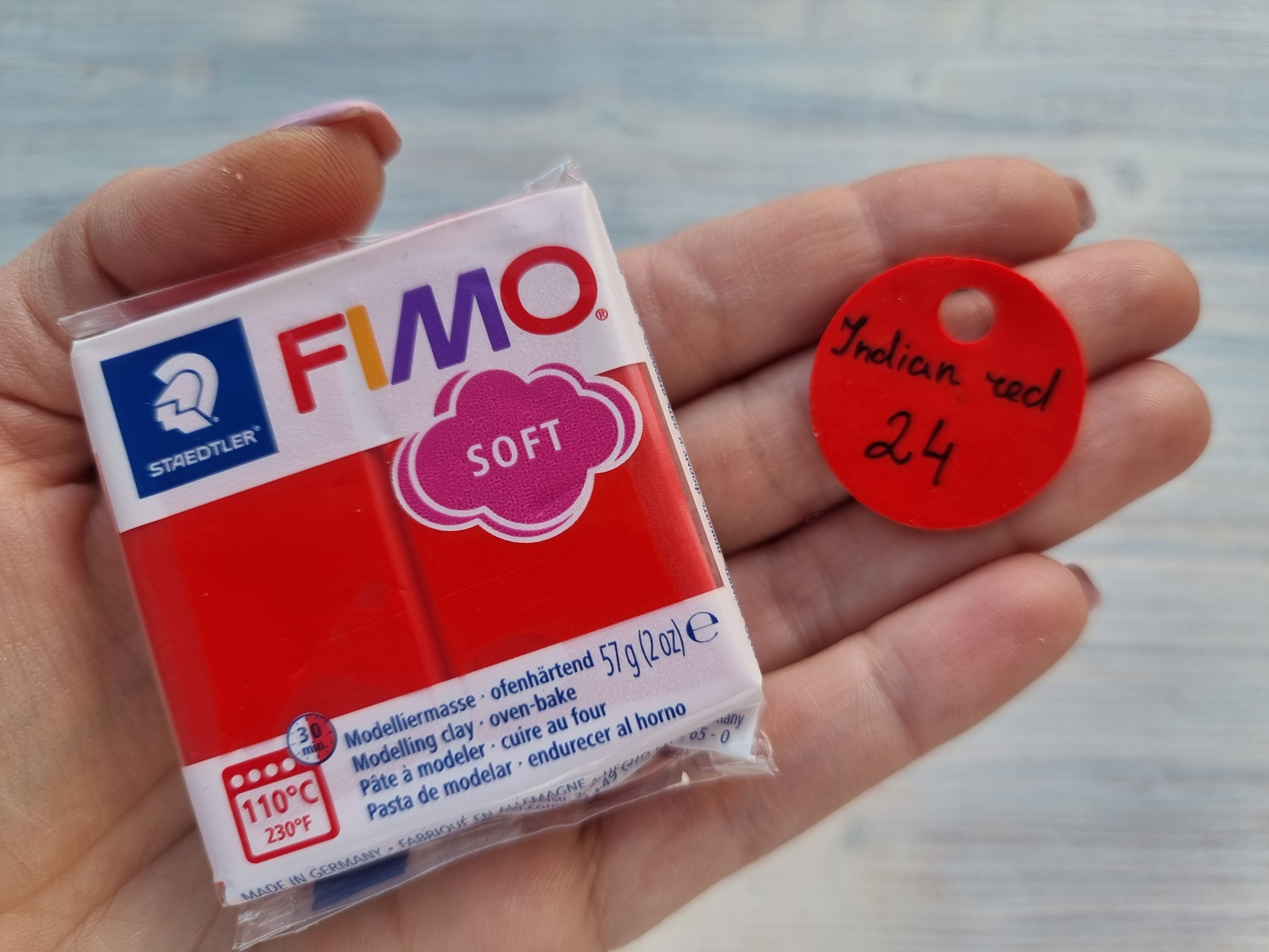 FIMO Soft Serie Polymer Clay, Indian Red, Nr. 24, 57g 2oz, Oven-hardening  Polymer Modeling Clay, Basic Fimo Soft Colors by STAEDTLER -  Norway