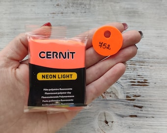 CERNIT NEON polymer clay, orange, Nr. 752, polymer clay, 56g (2oz), Bright Soft Clay for Jewelry, Miniatures & Sculpting
