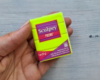 Sculpey Premo Accents, fluorescent yellow, Nr. 5600, 57g (2oz), Metallic, Pearl, Glitter Oven Bake Clay, Jewelry, Sculpting,Professional Art