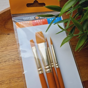 Synthetic brush SIMPLY Gold Taklon, set B, Nr. 3, short handles, 4 brushes , Polymer clay tools, Art tools image 4