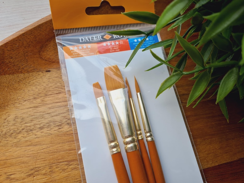 Synthetic brush SIMPLY Gold Taklon, set B, Nr. 3, short handles, 4 brushes , Polymer clay tools, Art tools image 4