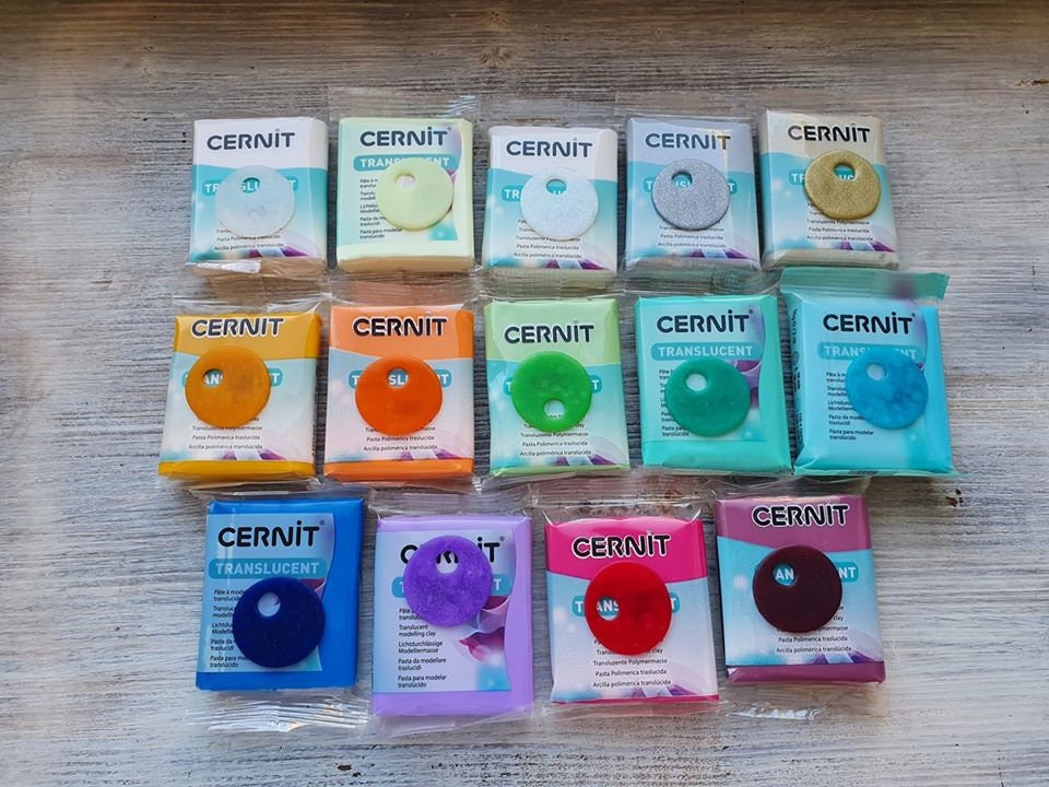 CERNIT Translucent Serie Polymer Clay, Glitter Silver, Nr. 080, 56g 2oz,  Oven-hardening Polymer Modeling Clay 