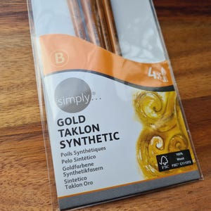 Synthetic brush SIMPLY Gold Taklon, set B, Nr. 3, short handles, 4 brushes , Polymer clay tools, Art tools image 5