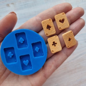 Siliconen mal van Set "speelkaarten", 4 stuks, ~ 1,3*2 cm, Modelleringstool voor accessoires, sieraden en woondecoratie, Vorm voor polymeerklei