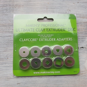 10 discs for Makin&#39;s clay extruder, Set C, Forming and modeling tool for making textural details and design for all types of polymer clay