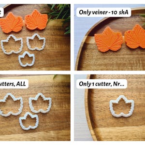 Silicone veiner of Currant leaf, Silicone Leaf Veiner, 3D Printed Cutters, Plastic PLA, Polymer Clay, Earrings, Botanical Jewelry Tools Orange 10 shA