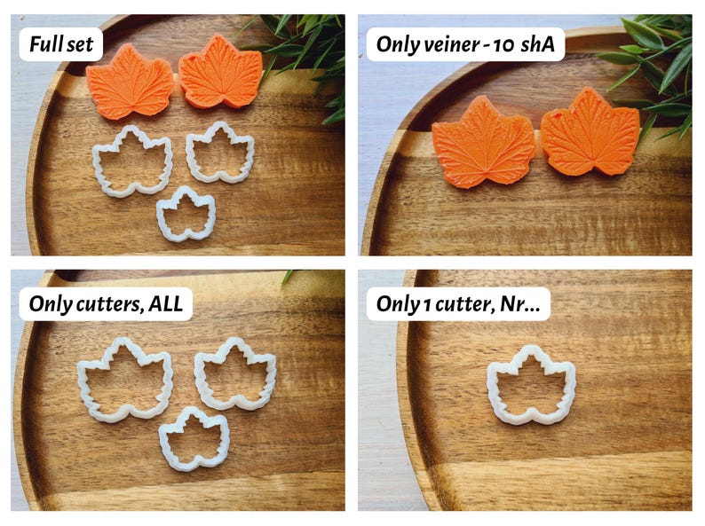 Silicone veiner of Currant leaf, Silicone Leaf Veiner, 3D Printed Cutters, Plastic PLA, Polymer Clay, Earrings, Botanical Jewelry Tools Orange 10 shA