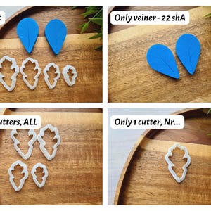 Silicone veiner of Oak leaf, style 1, Leaf Veiner, 3D Printed Cutters, Plastic PLA, Polymer Clay, Earrings, Botanical Jewelry Tools Blue 22 shA