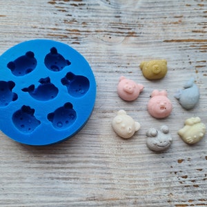 Silicone mold of Animals set 1, 7 pcs., ~ 1.3 * 2 cm, Modeling tool for accessories, jewelry,home decor, Shape for all types of polymer clay