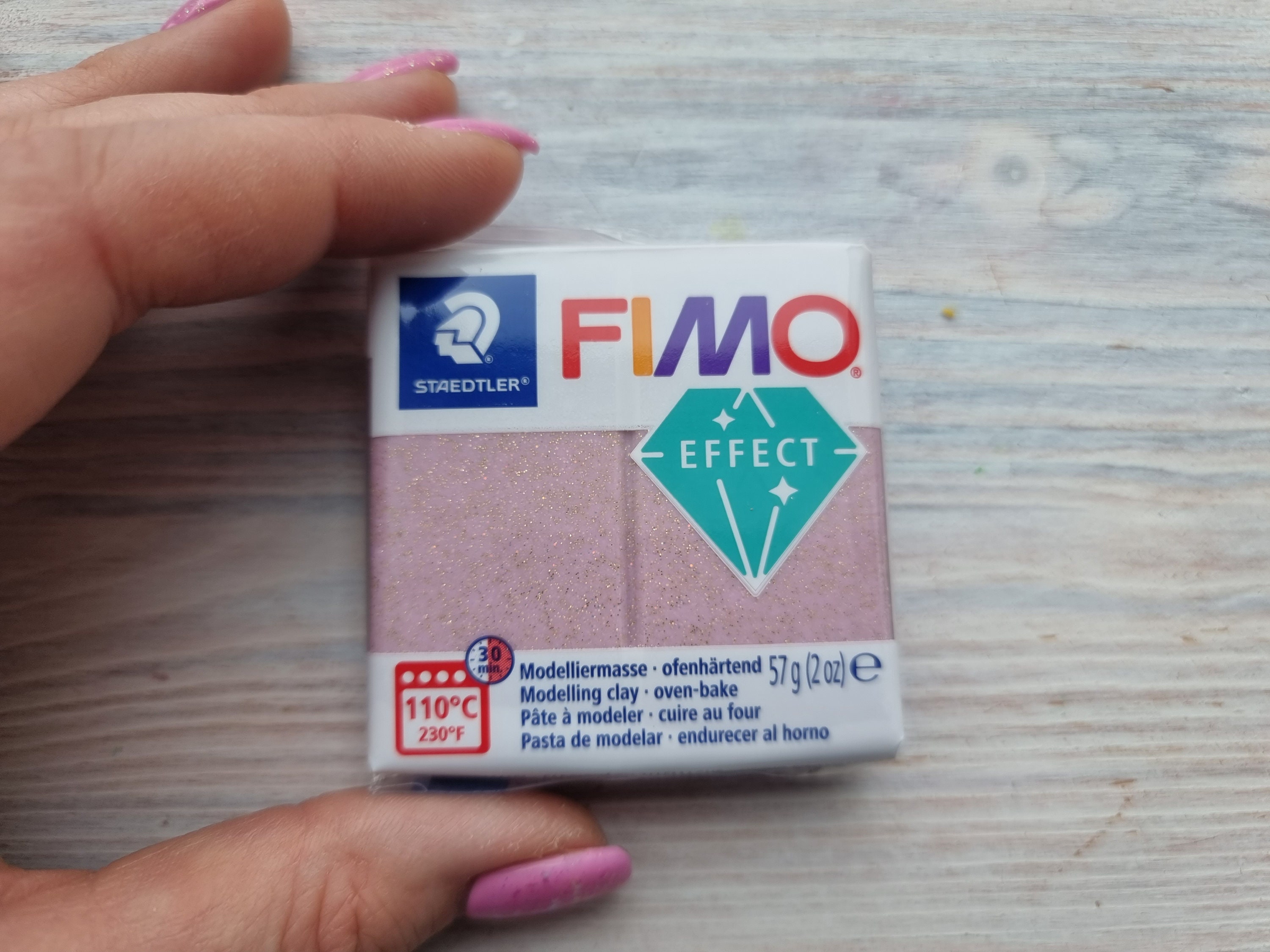Fimo Effect Glitter Serie Polymer Clay, White glitter, Nr. 052,  57g2oz,oven-hardening Polymer Modeling Clay, Glitter Effect by STAEDTLER 