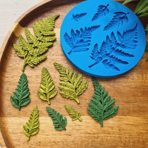 Silicone mold of Fern leaf, style 2, 5 elements, ~ 1-7.8 cm, H:0.2-0.3 cm, Modeling tool for accessories, jewelry, home decor, polymer clay