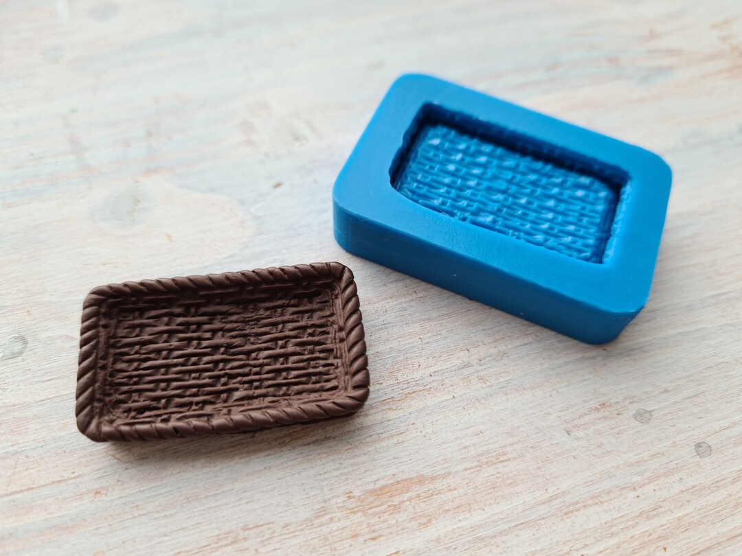 Silicone Mold of Wicker Basket, Style 2, 2.13.6 Cm, H0.06 Cm, Modeling