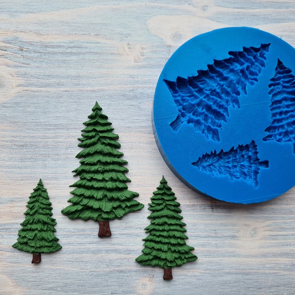 Silicone mold of Christmas tree, 3 pcs., ~ 4.3-7.5 cm, ~ 2.5-4.6 cm Modeling tool for accessories, jewelry and home decor