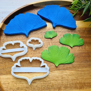 Silikon Veiner Ginkgoblatt, Set A, Blatt Veiner, 3D gedruckte Ausstechform, Kunststoff PLA, Polymer Clay, Ohrringe, botanische Schmuck Werkzeuge