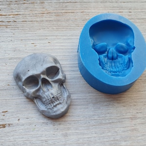 Silicone mold of Skull, style 3, ~ 3*4.5 cm, H:0.8 cm, Modeling tool for accessories, Shape for Fimo, Sculpey, Pardo, Cernit and Kato clay