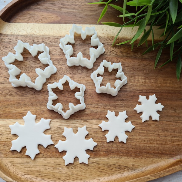Snowflake, style 2, set of 4 cutters, one clay cutter or FULL set, Earring cutters, 3D printed cutters, Figure Tool Set for polymer clay.
