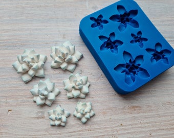 Silicone mold of Succulent, style 21, 6 pcs., ~ Ø 1.6-3.1 cm, H:0.7-1.1cm,Modeling tool for accessories,jewelry,decor,Shape for polymer clay
